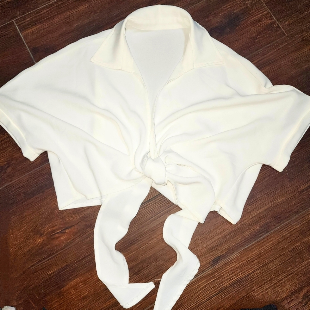 White wrap around crop top